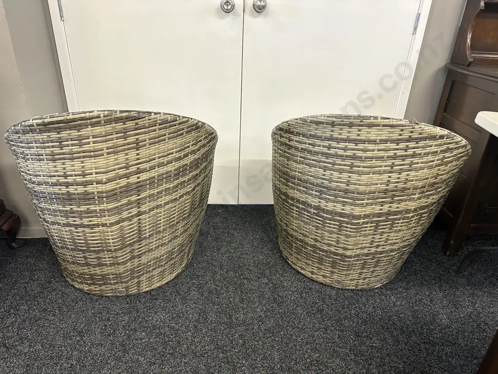 Pair of Amalfi Round Cane Patio Chairs Image 1++