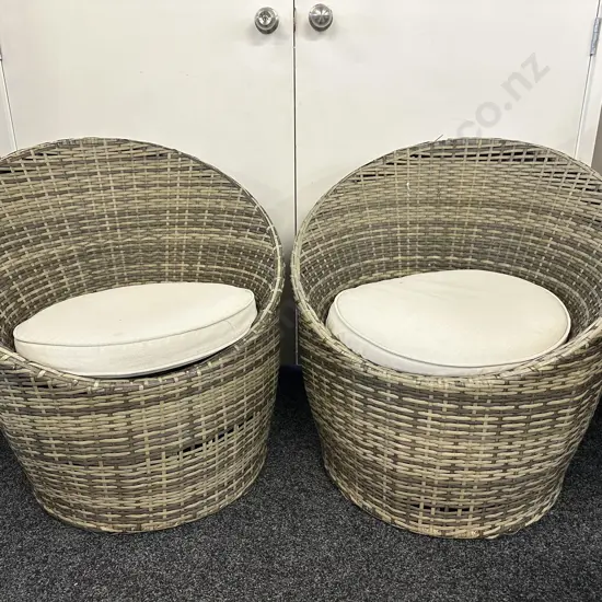Pair of Amalfi Round Cane Patio Chairs