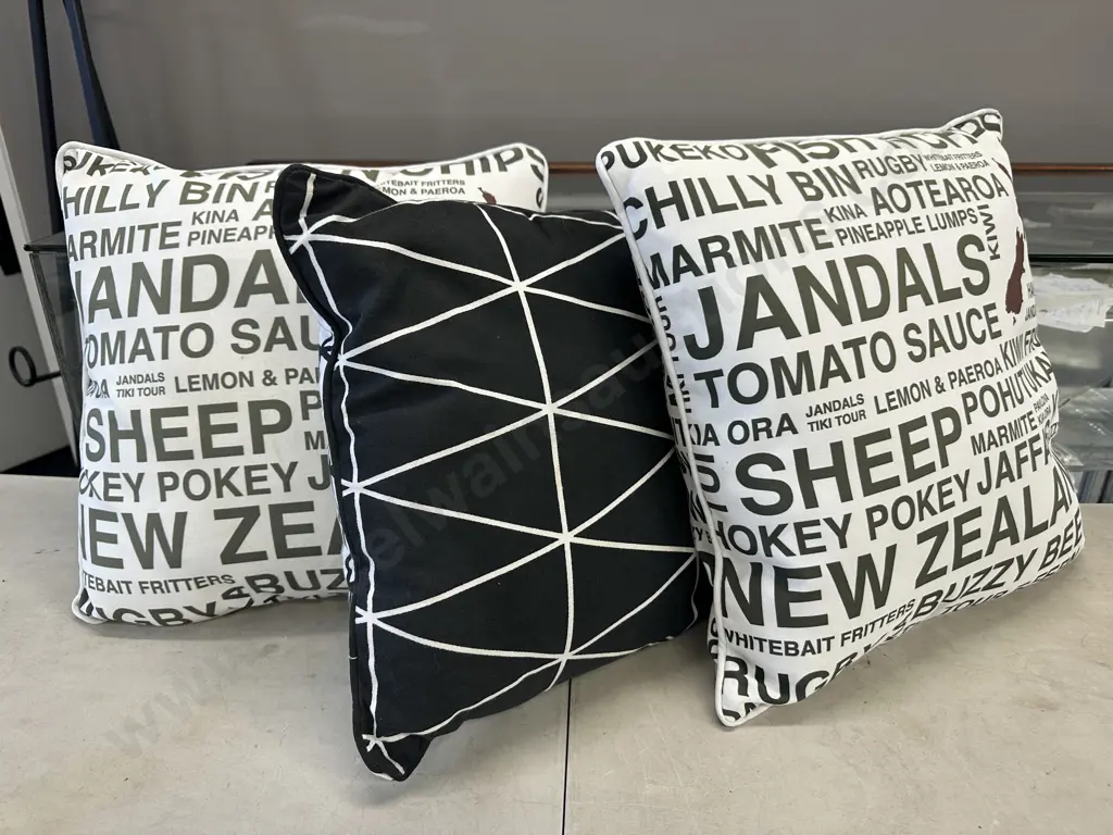 Cushions x 3 - Kiwiana Themed Etc Image 1++