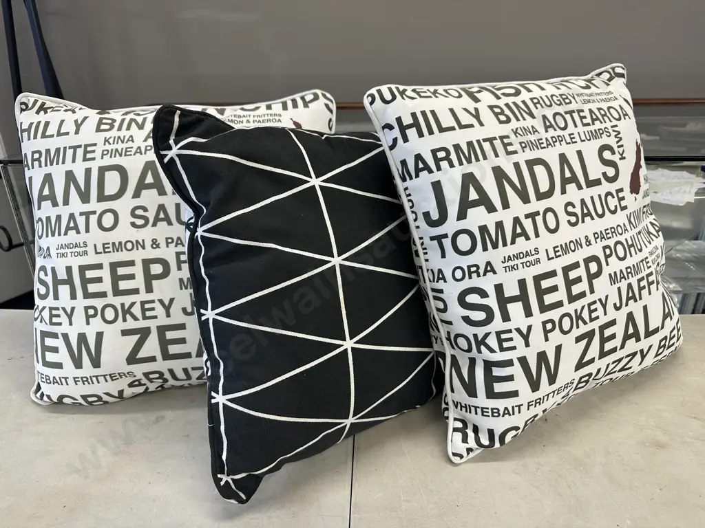Cushions x 3 - Kiwiana Themed Etc Image 1++