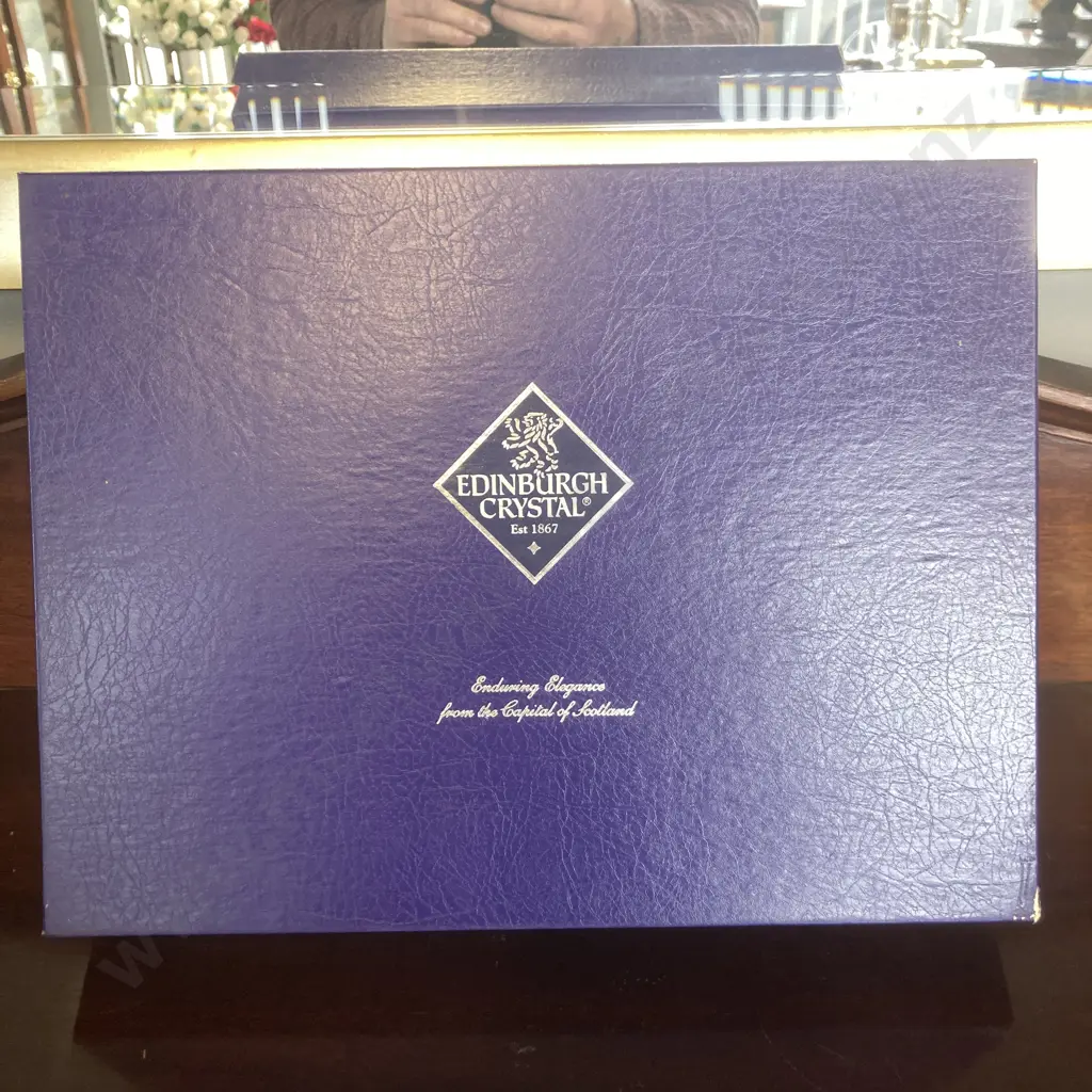 Vintage Edinburgh Crystal Hand Cut Champagne Flutes, Boxed Image 1++