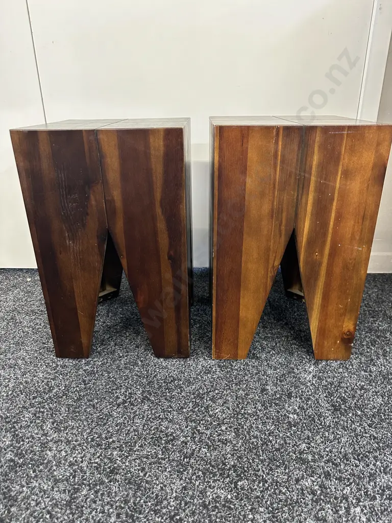 Pair of Teak Tree Stools. 46 x 28cm Image 1++