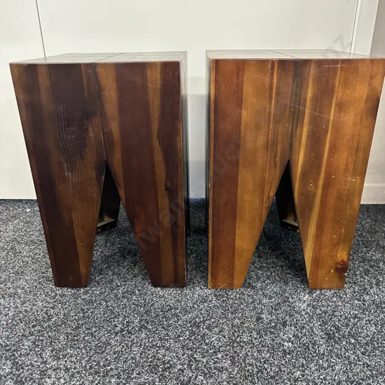Pair of Teak Tree Stools. 46 x 28cm