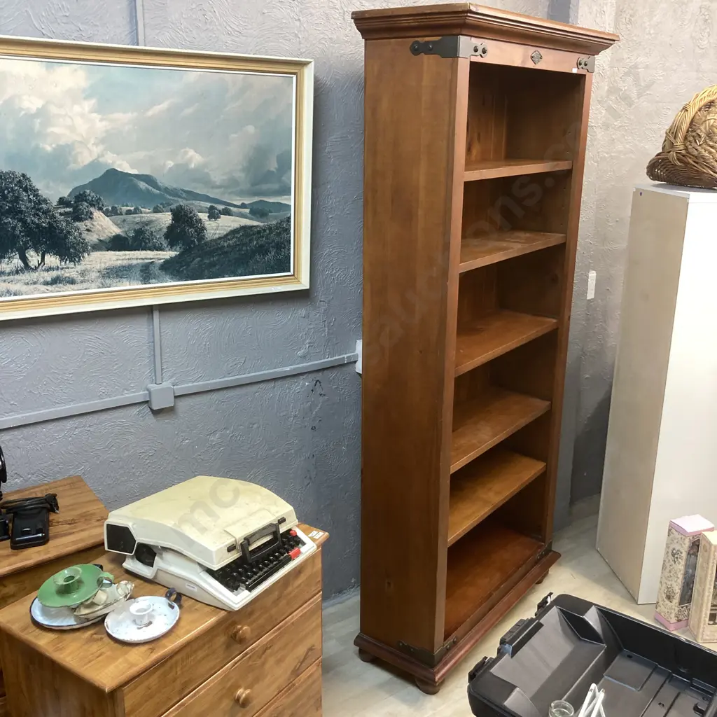 Coastwood Furniture Nordic Collection Pine Bookcase, Forged Iron Badge & Brackets. 210 x 92cm Image 1++