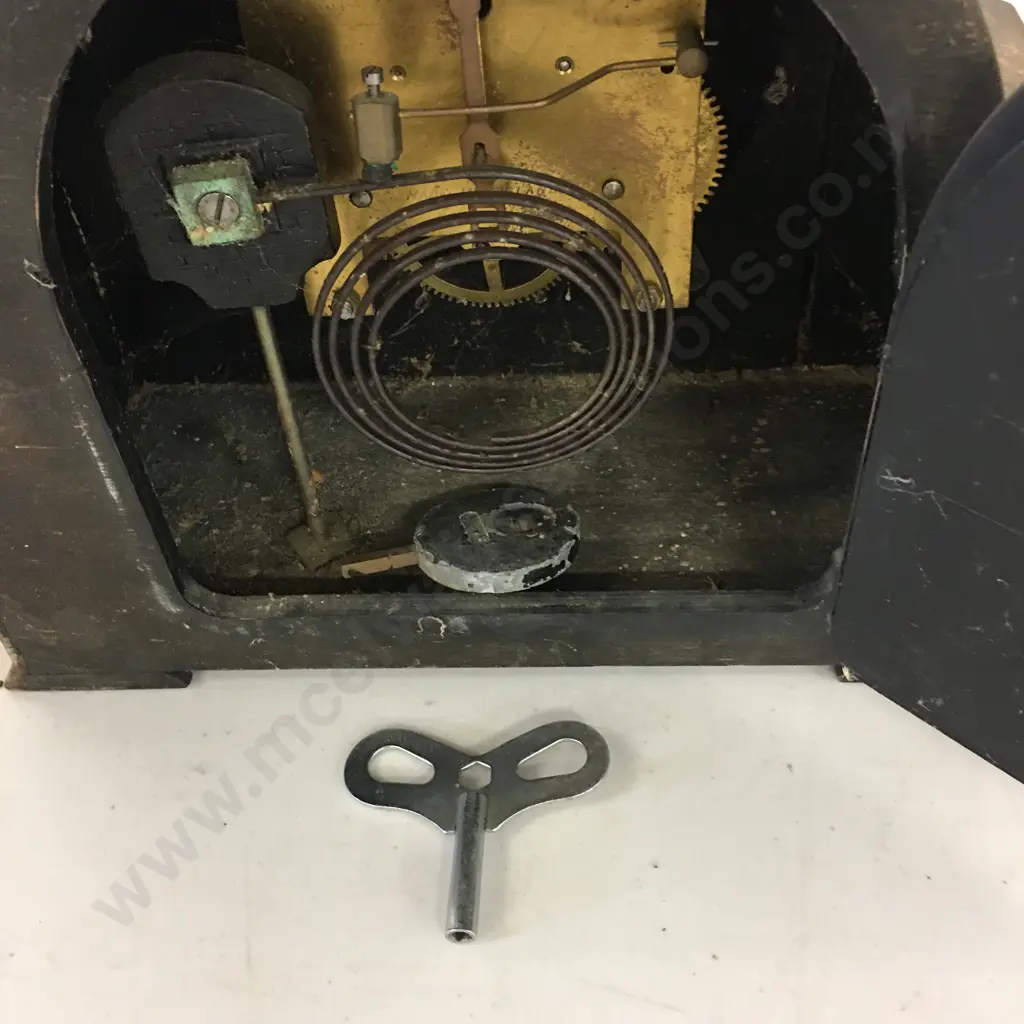Vintage Smiths Enfield Mantle Clock With Pendulum & Key Image 1++