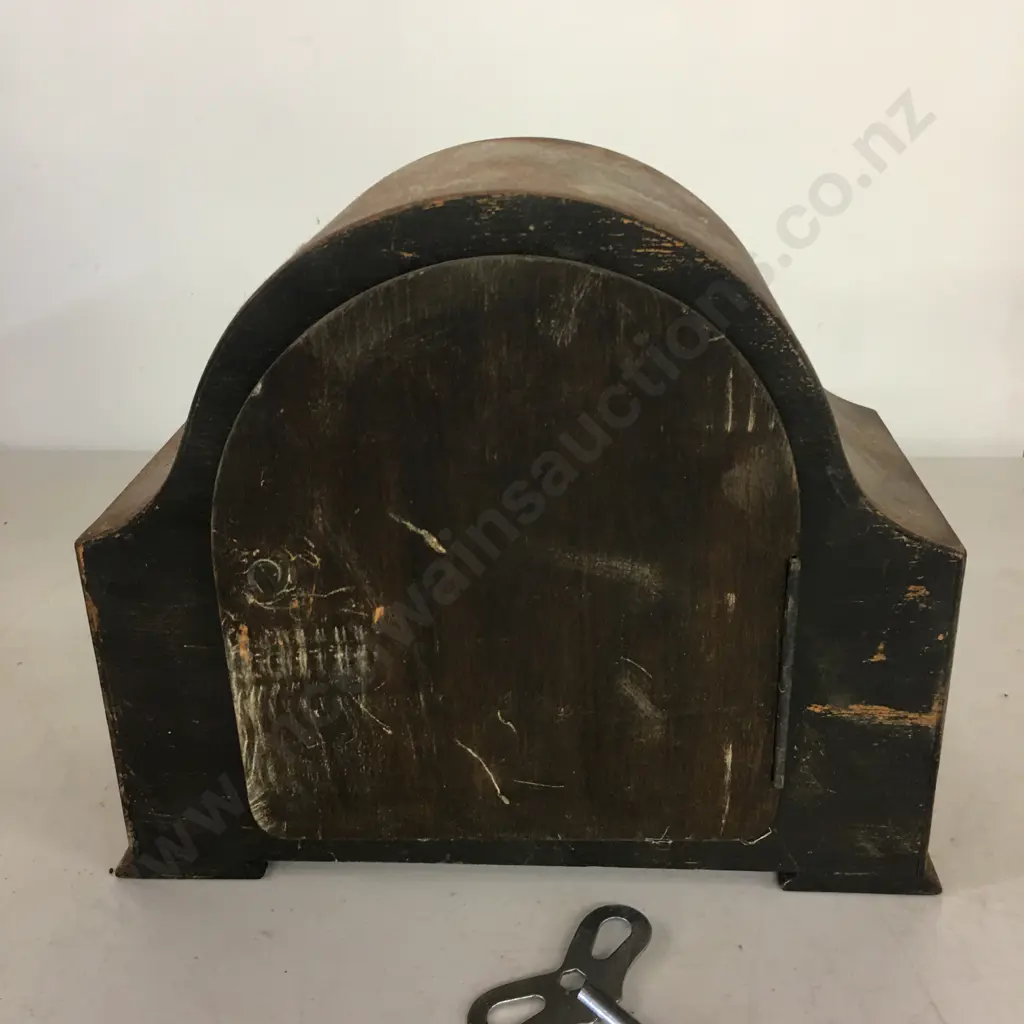 Vintage Smiths Enfield Mantle Clock With Pendulum & Key Image 1++