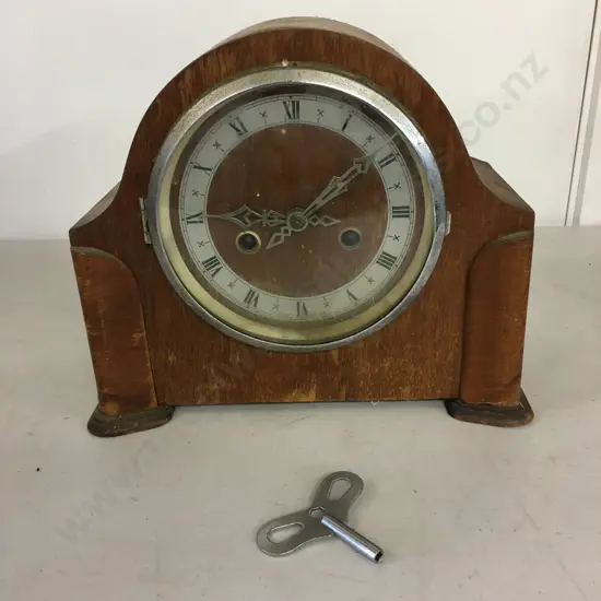 Vintage Smiths Enfield Mantle Clock With Pendulum & Key