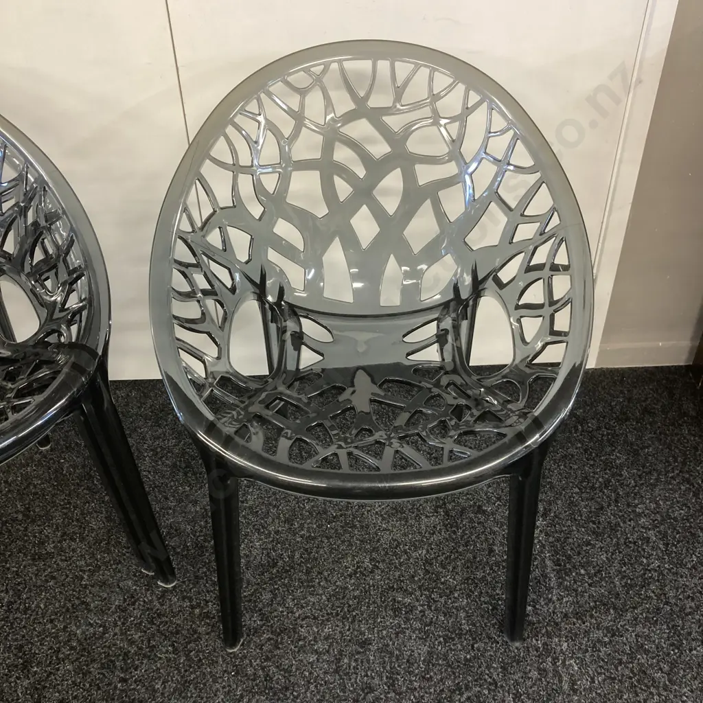 Set of 3 x Nilkamal Crystal Polycarbonate Armless Chairs (Dream Grey) Image 1++