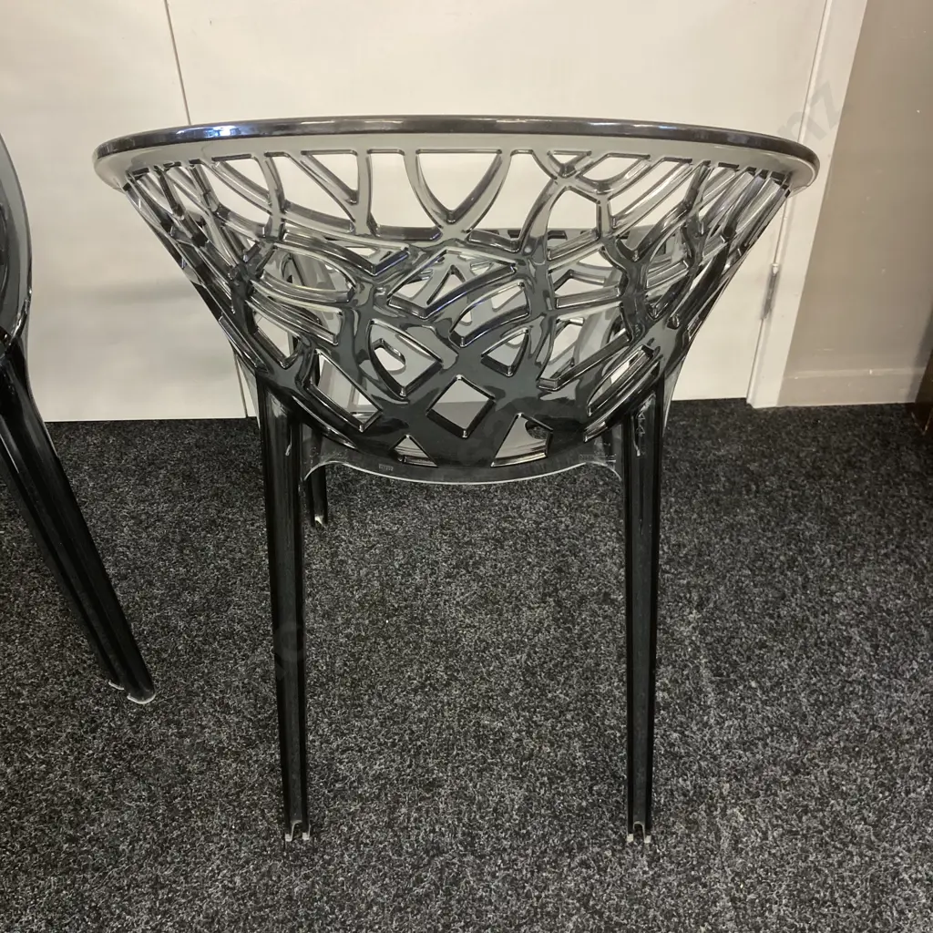Set of 3 x Nilkamal Crystal Polycarbonate Armless Chairs (Dream Grey) Image 1++