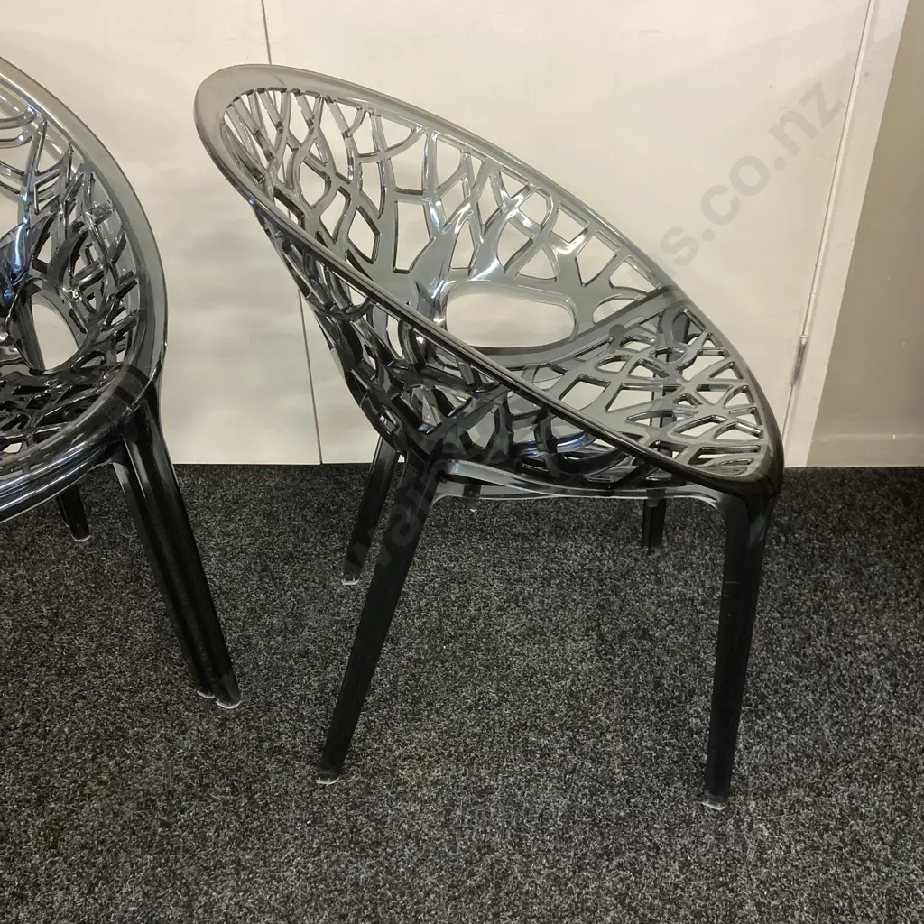 Set of 3 x Nilkamal Crystal Polycarbonate Armless Chairs (Dream Grey) Image 1++