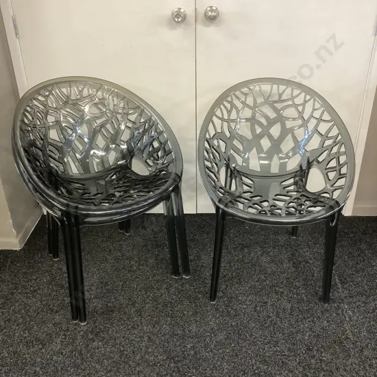 Set of 3 x Nilkamal Crystal Polycarbonate Armless Chairs (Dream Grey)