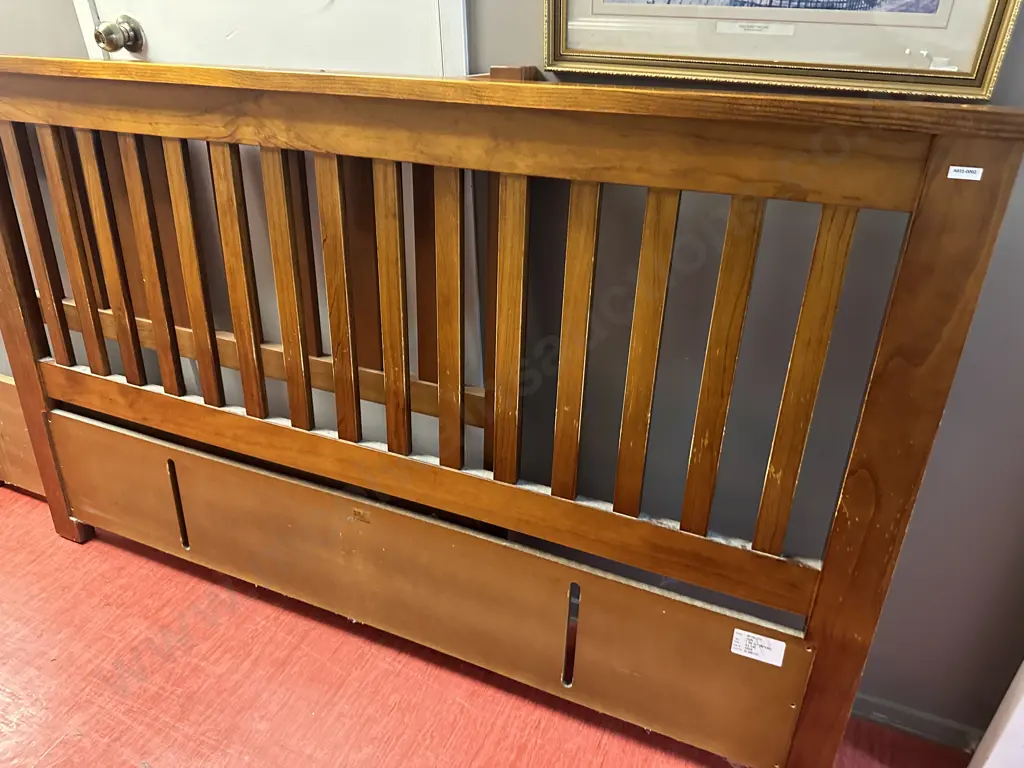 King Size Wooden Headboard, Rimu Stain, Ex Smiths City Image 1++