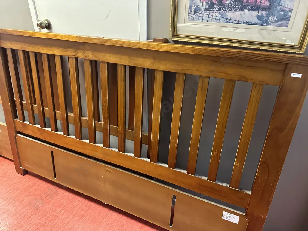 King Size Wooden Headboard, Rimu Stain, Ex Smiths City Image 1++