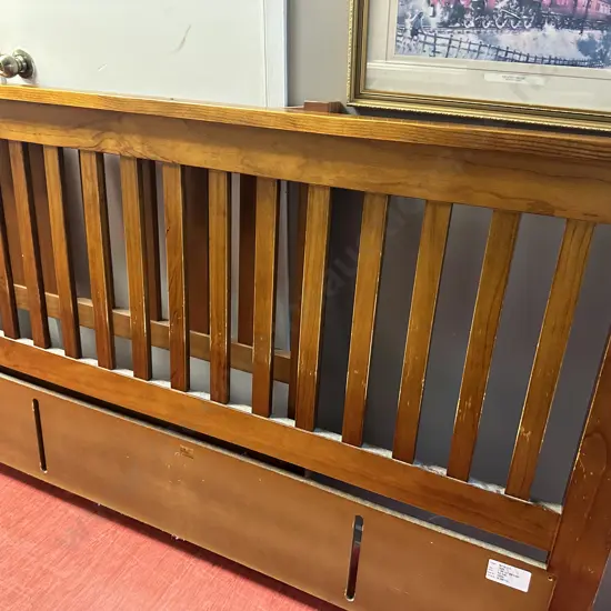 King Size Wooden Headboard, Rimu Stain, Ex Smiths City