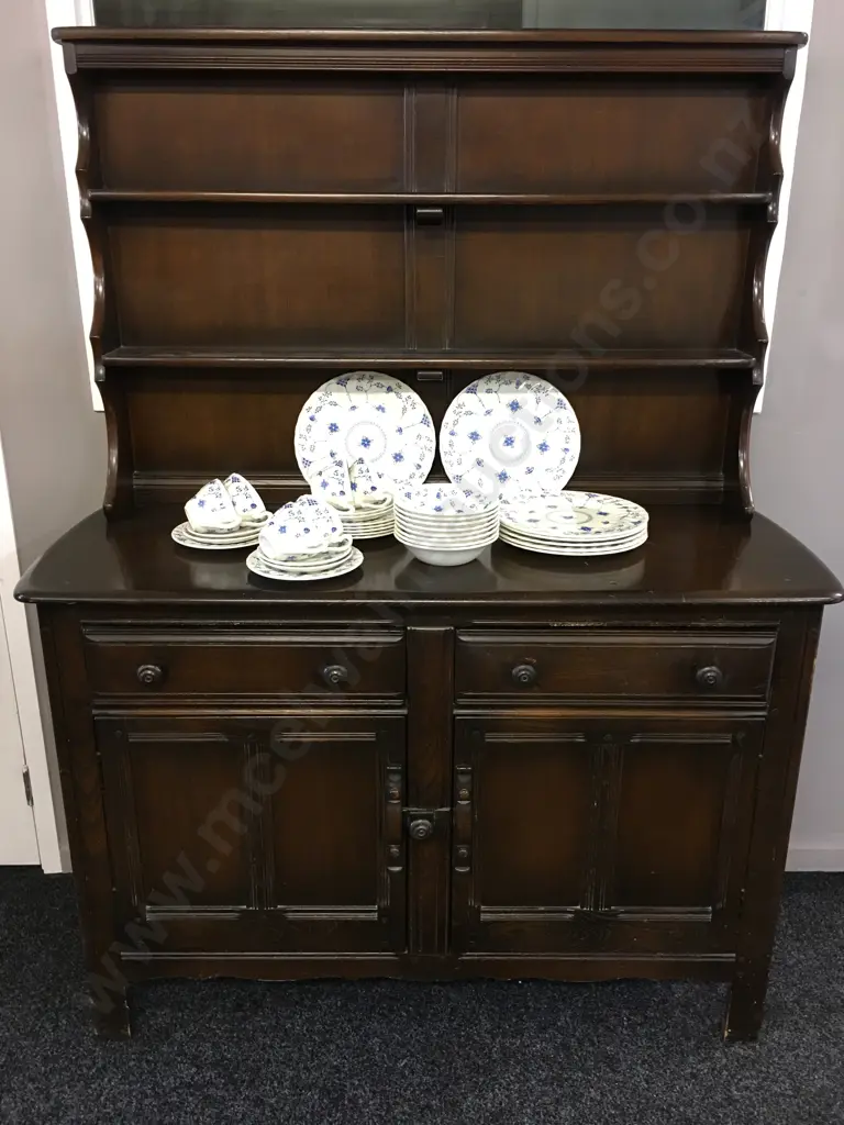 Vintage Ercol Windsor Elm Welsh Dresser, Lined Cutlery Drawer Insert, 2 Piece. H161 W123 D47cm Image 1++