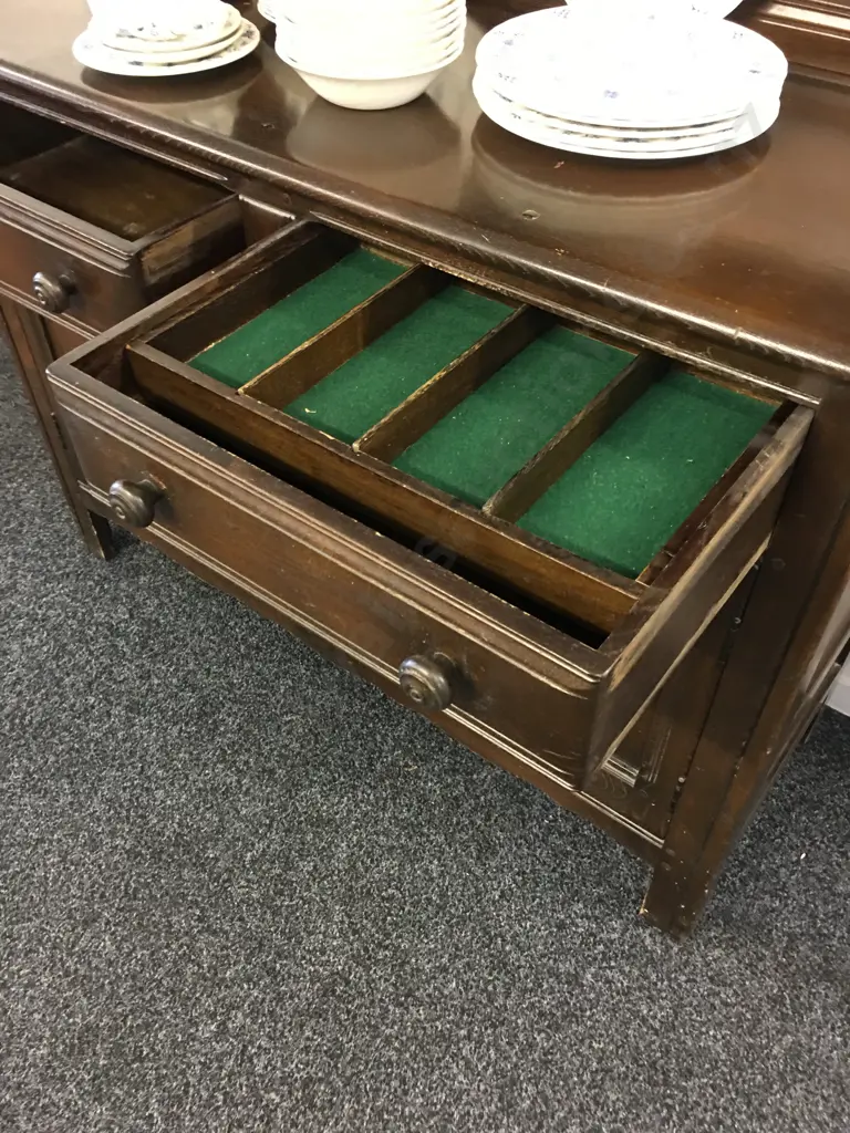 Vintage Ercol Windsor Elm Welsh Dresser, Lined Cutlery Drawer Insert, 2 Piece. H161 W123 D47cm Image 1++
