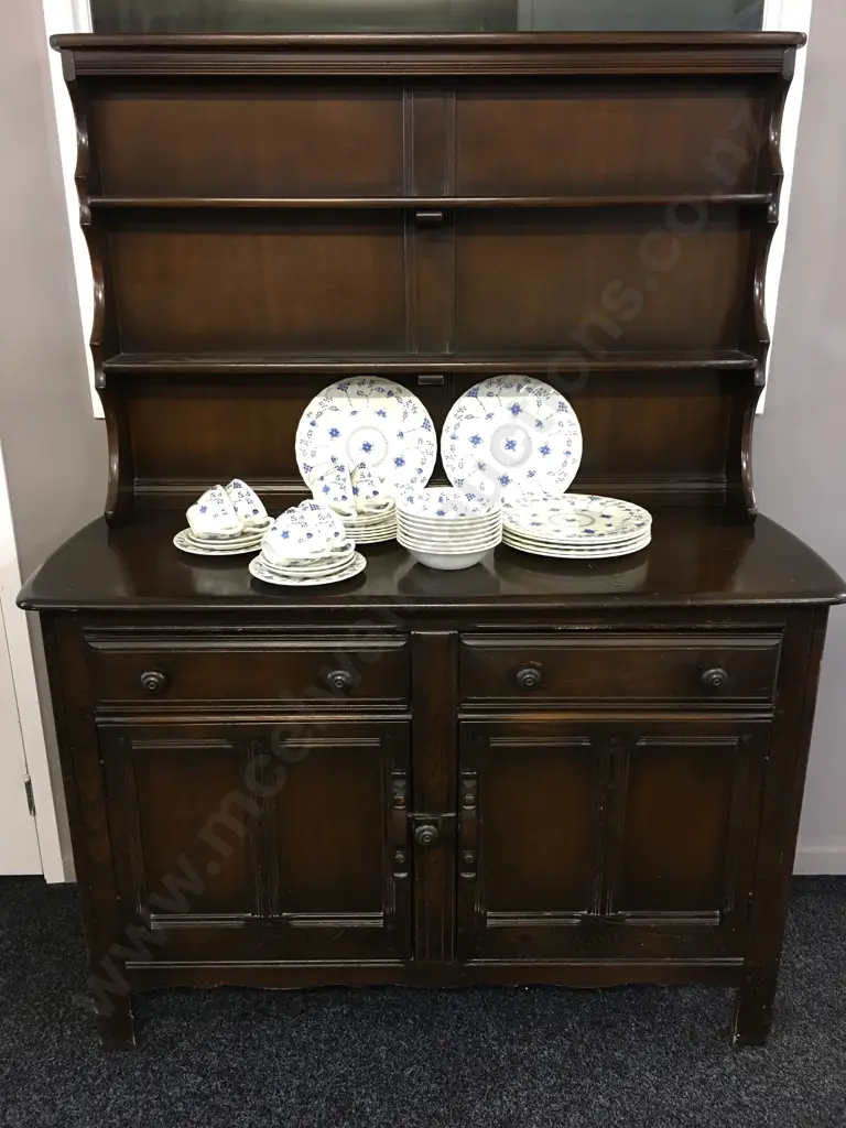 Vintage Ercol Windsor Elm Welsh Dresser, Lined Cutlery Drawer Insert, 2 Piece. H161 W123 D47cm Image 1++