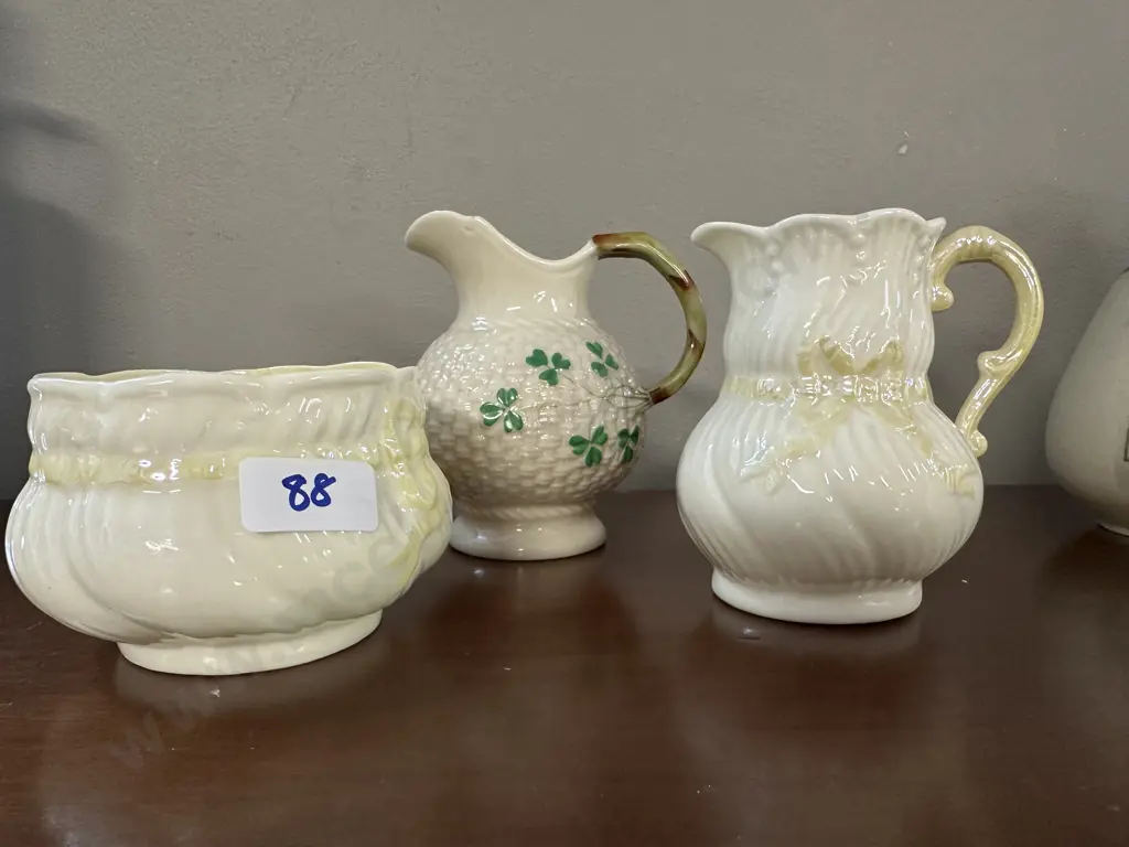 Antique Belleek Items  (Small Chip To a Jug) Image 1++