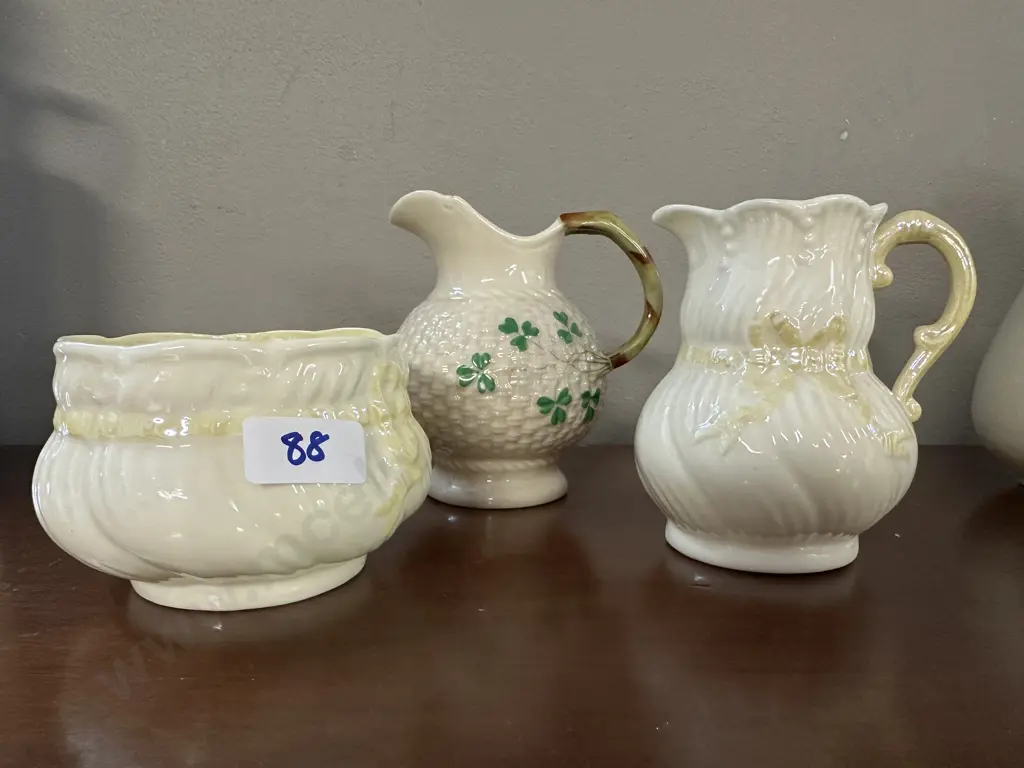Antique Belleek Items  (Small Chip To a Jug) Image 1++