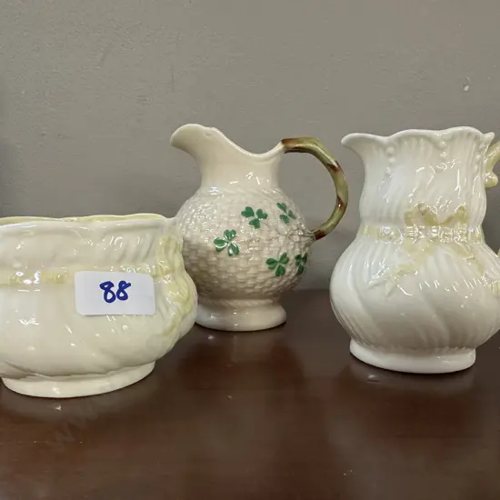 Antique Belleek Items  (Small Chip To a Jug)