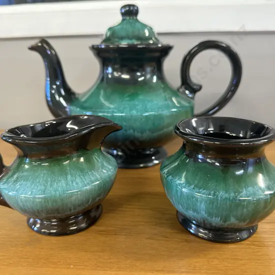 Vintage Blue Mountain Pottery Teapot, Creamer & Sugar Bowl