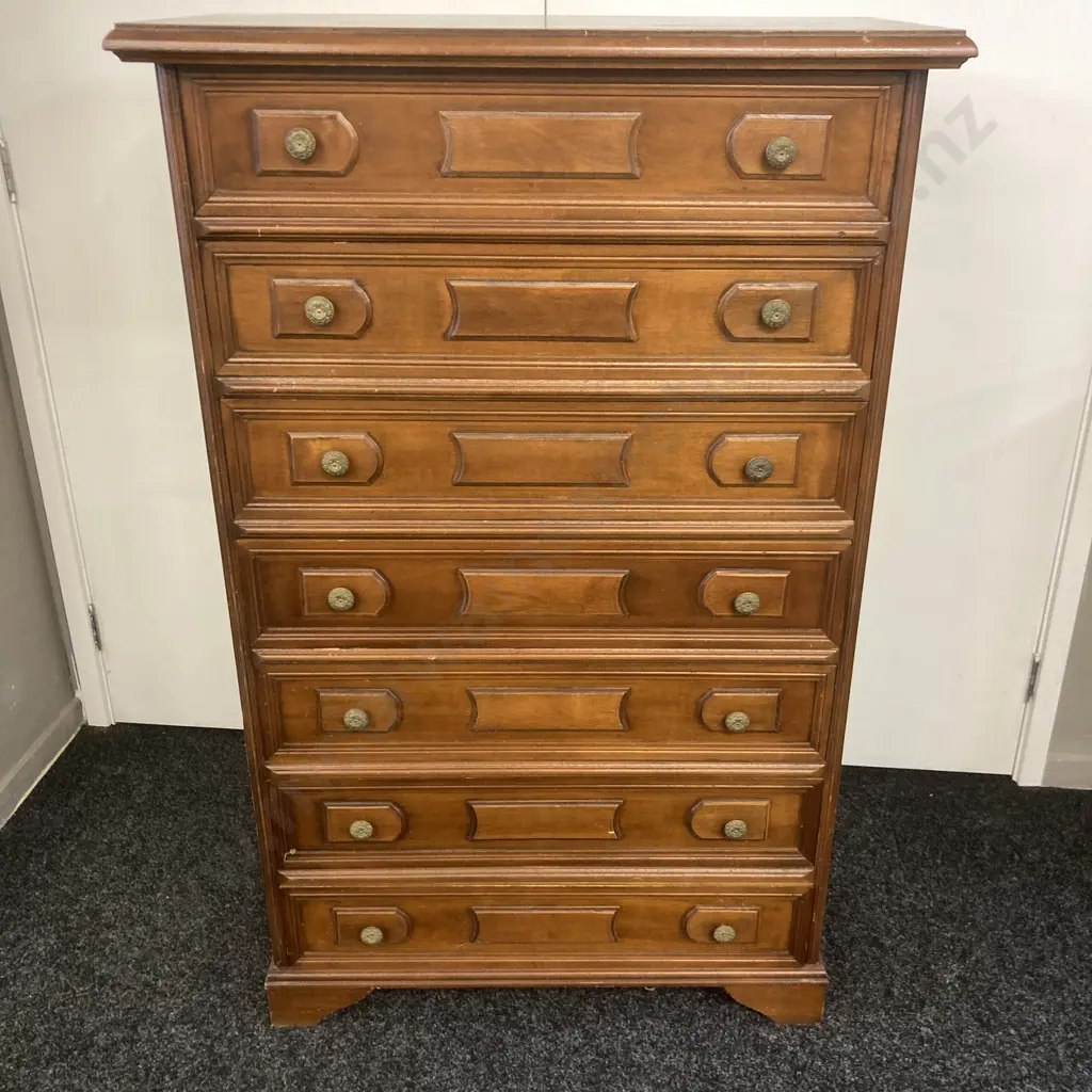 Vintage Oak Wellington Chest, Bronze Handles. H124 W78 D38cm Image 1++