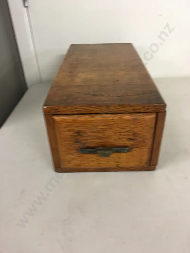 Antique Oak Wooden Desktop Stationery Index Filing Card Cabinet H14,W18,D38cm. Image 1++