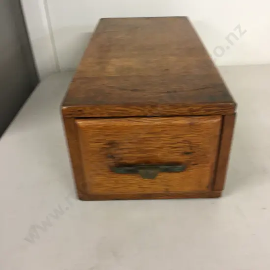 Antique Oak Wooden Desktop Stationery Index Filing Card Cabinet H14,W18,D38cm.