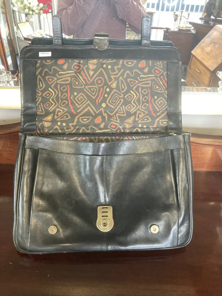 Firenze Italian Leather Black Briefcase / Satchel Image 1++