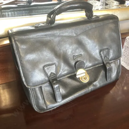 Firenze Italian Leather Black Briefcase / Satchel