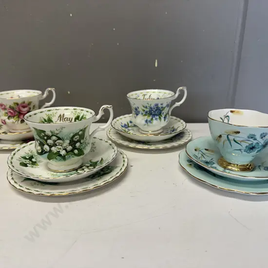 Vintage Royal Albert Trios Including May, June Etc