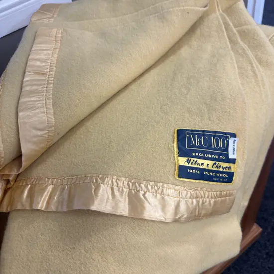 Pair of Vintage Milne & Choyce 100% Pure Wool Yellow Blankets