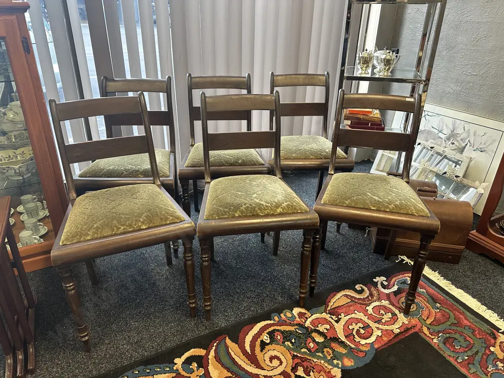 Set of 6 Vintage Oak Ladderback Dining Chairs Image 1++