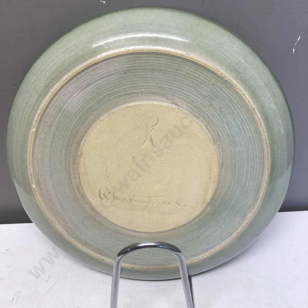 Signed Pottery Plate With Stand. 35cm Unable to sell Donated Image 1++