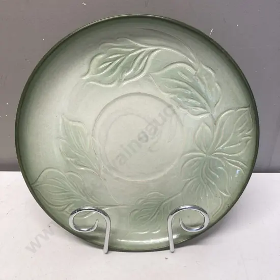 Signed Pottery Plate With Stand. 35cm Unable to sell Donated