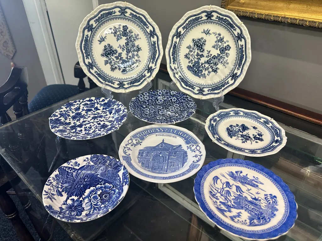 Selection Of Blue & White Flow Items Including Burleigh Calico Dish, Masons Etc Image 1++