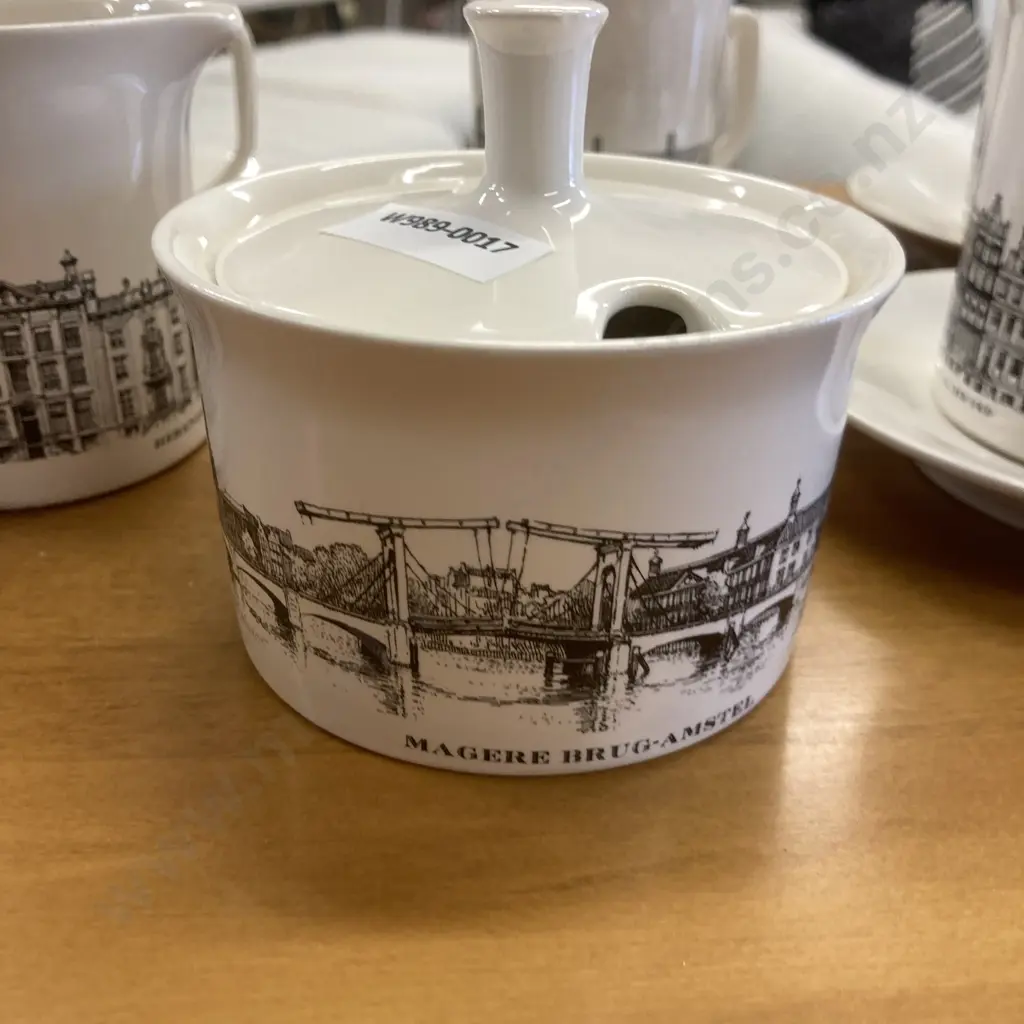 Villeroy and Boch Canals of Amsterdam Set of 6 Cups & Saucers, Creamer & Sugar Bowl Image 1++