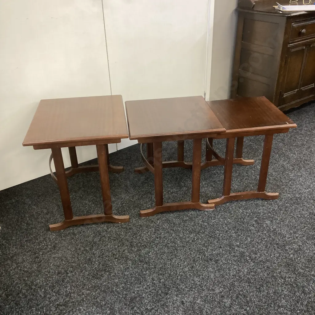 Mid Century G Plan Style Nest of 3 Tables. H51 W53 D46 Image 1++