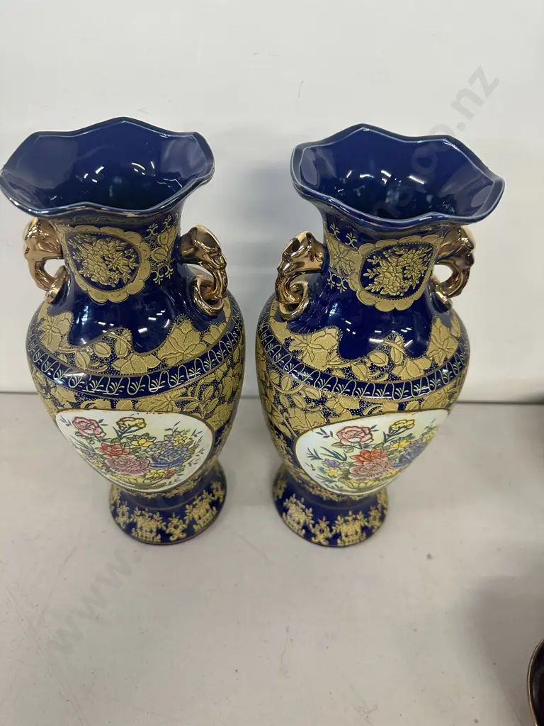 Pair Of Cloisonne Style Vases H31cm. Image 1++