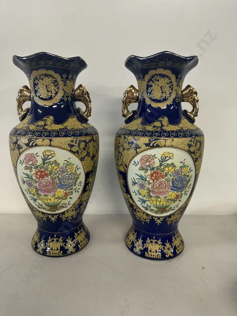 Pair Of Cloisonne Style Vases H31cm. Image 1++