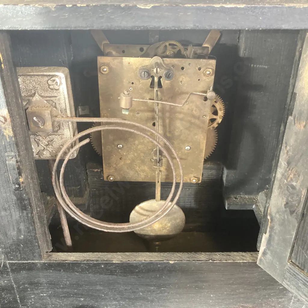 H.A.C. Wurttemberg (Hamburg American Clock Co) Antique Mantle Clock In Oak Case,1892-1930 Image 1++
