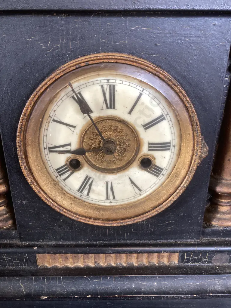 H.A.C. Wurttemberg (Hamburg American Clock Co) Antique Mantle Clock In Oak Case,1892-1930 Image 1++