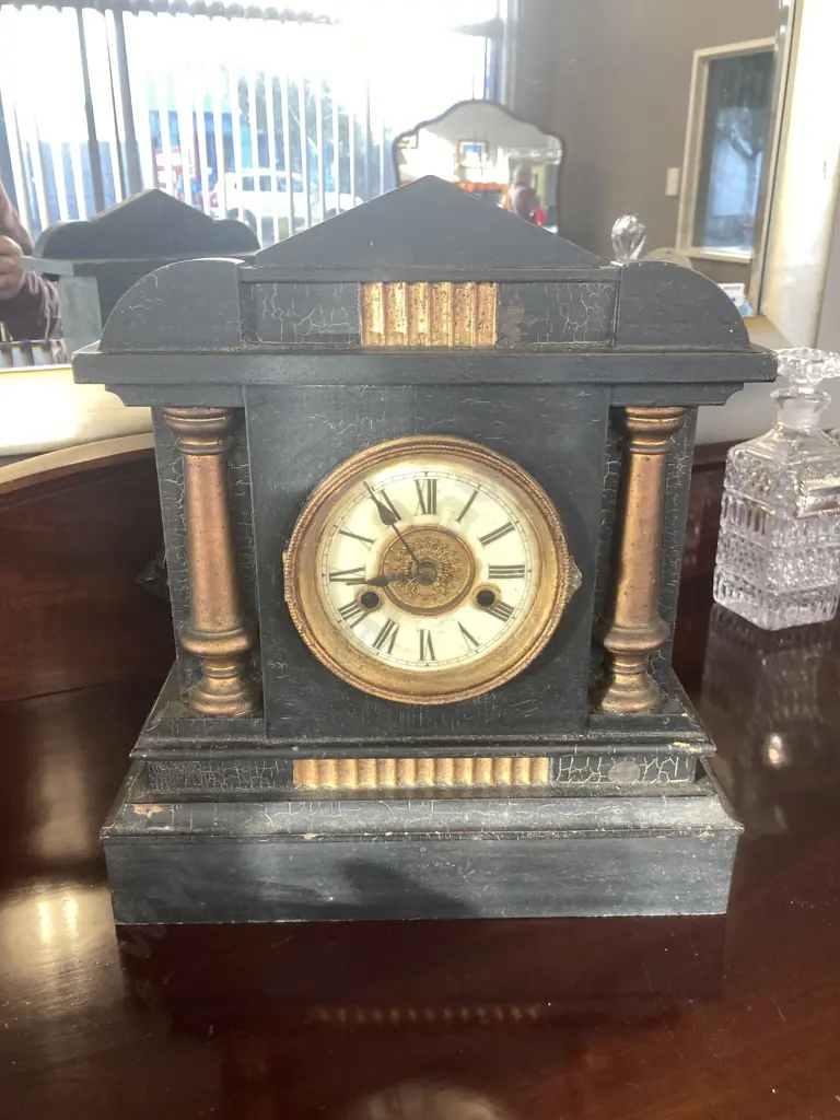 H.A.C. Wurttemberg (Hamburg American Clock Co) Antique Mantle Clock In Oak Case,1892-1930 Image 1++