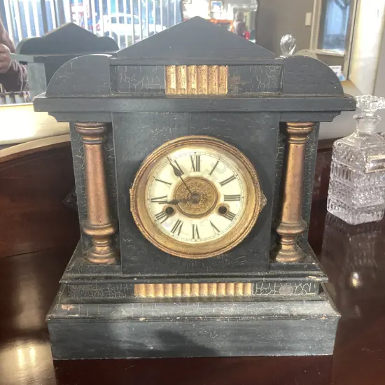 H.A.C. Wurttemberg (Hamburg American Clock Co) Antique Mantle Clock In Oak Case,1892-1930