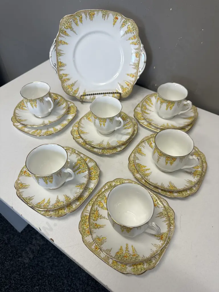 English Standard Tea Ware Including Trios & Cake Plate Image 1++
