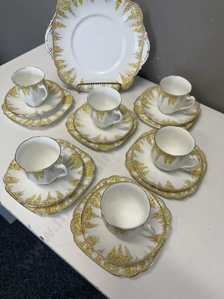 English Standard Tea Ware Including Trios & Cake Plate Image 1++