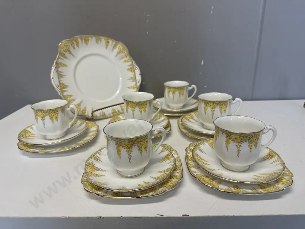 English Standard Tea Ware Including Trios & Cake Plate Image 1++