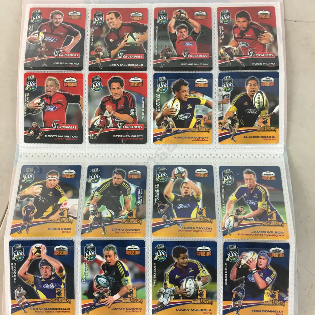 Rebel Sports Super 14 2008 New Zealand Rugby Superstars Complete Set of 50 In Original Rugby Presentation Folder Image 1++