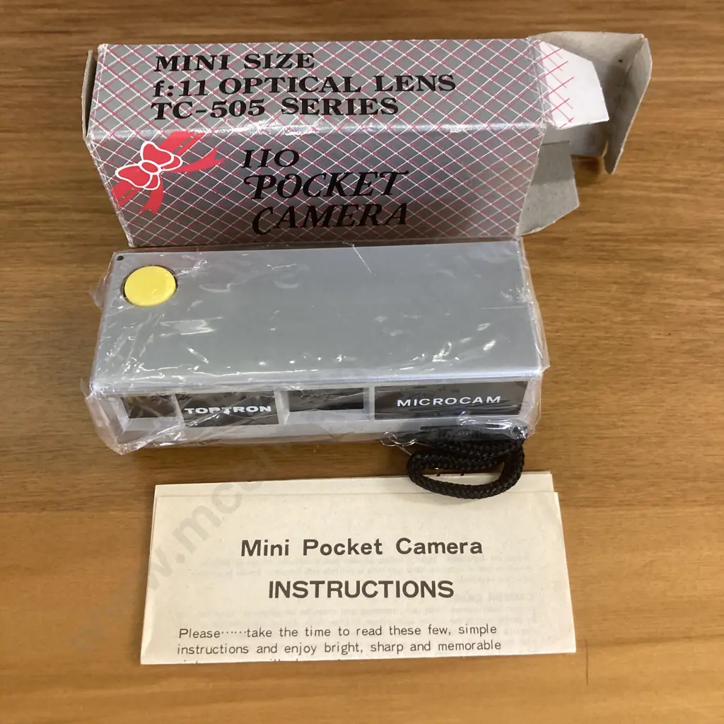 Toptron Microcam Mini Size TC-505 Pocket Camera f:11 Optical Lens 110 Cartridge Film Camera, Boxed Image 1++