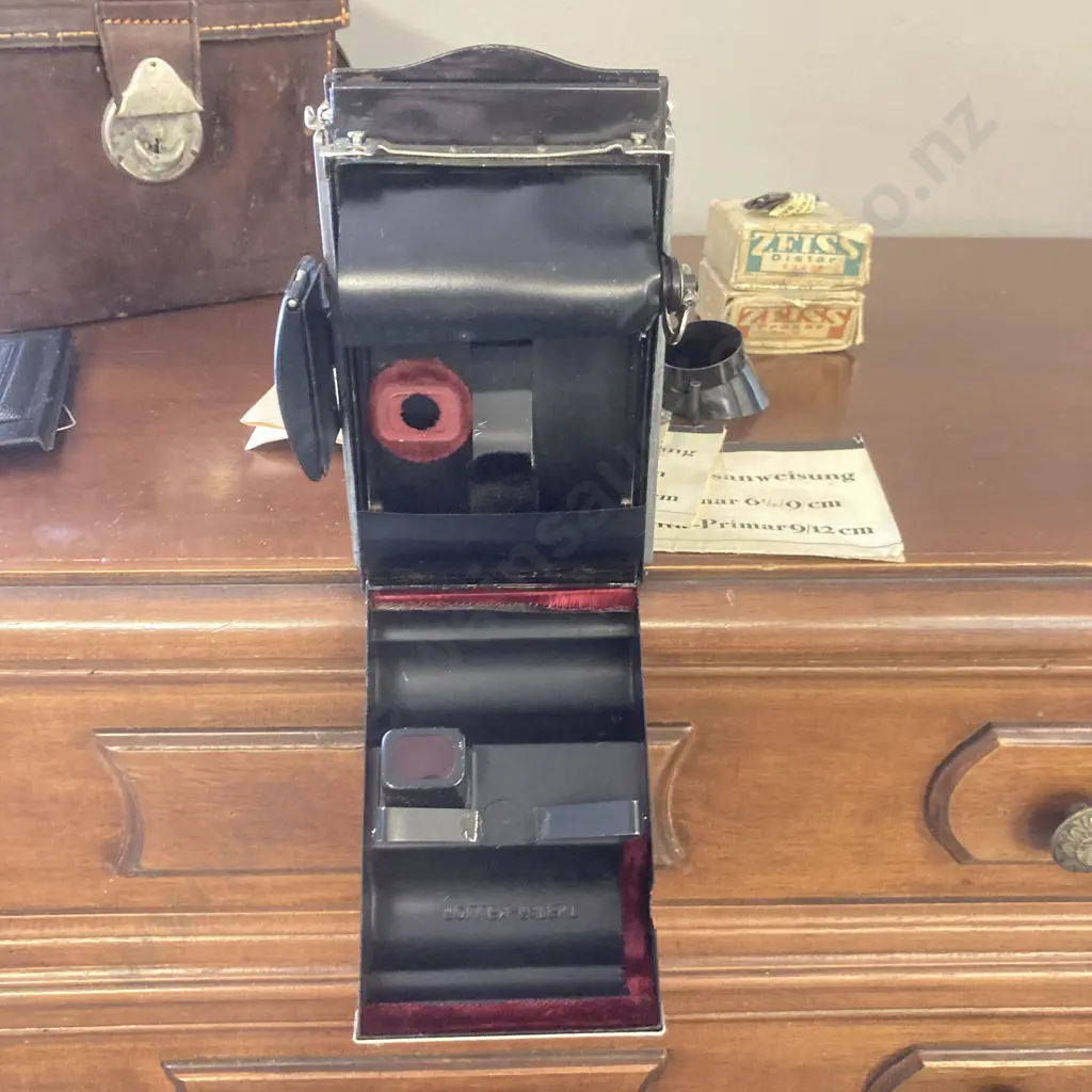 German Bentzin Primar Compact Plate Camera Mid 1930s? Dial-set Compur Shutter, Tessar 10.5cm f4.5 Lens With Extras Image 1++